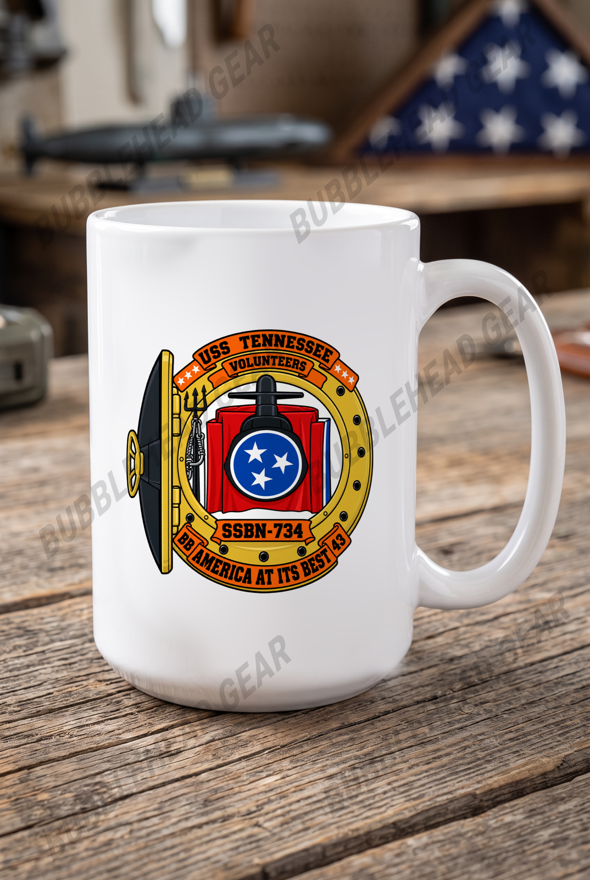 USS Tennessee SSBN-734 - Hatch Design - 15 oz. Coffee Mug