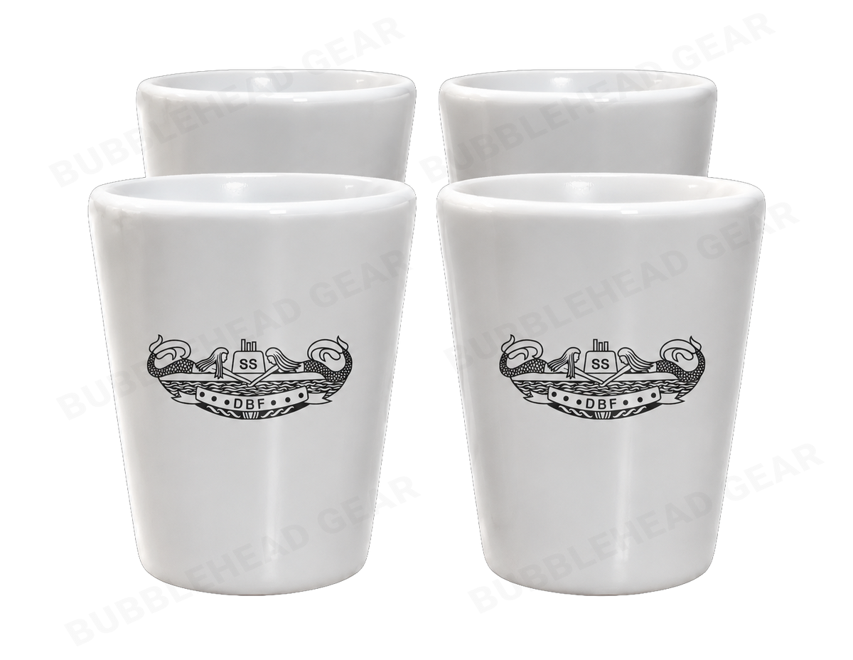 Set of 4 Ceramic Dolphin Shot Glasses, 1.5 oz