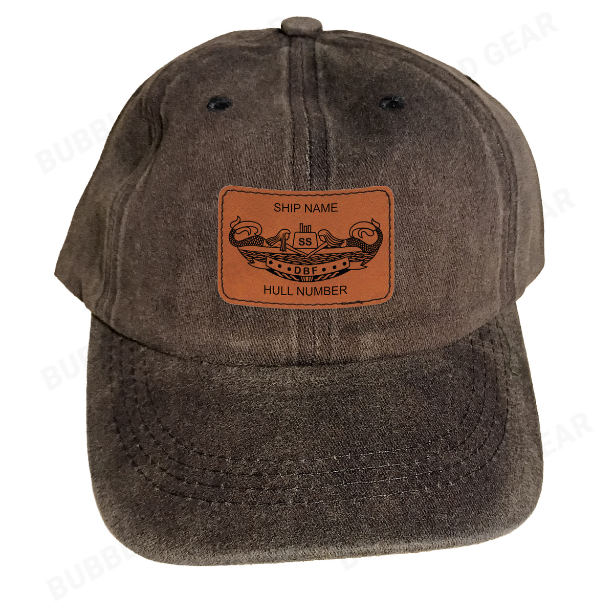 Submarine Dolphins Leather Patch Dad Cap – Custom Laser Engraved