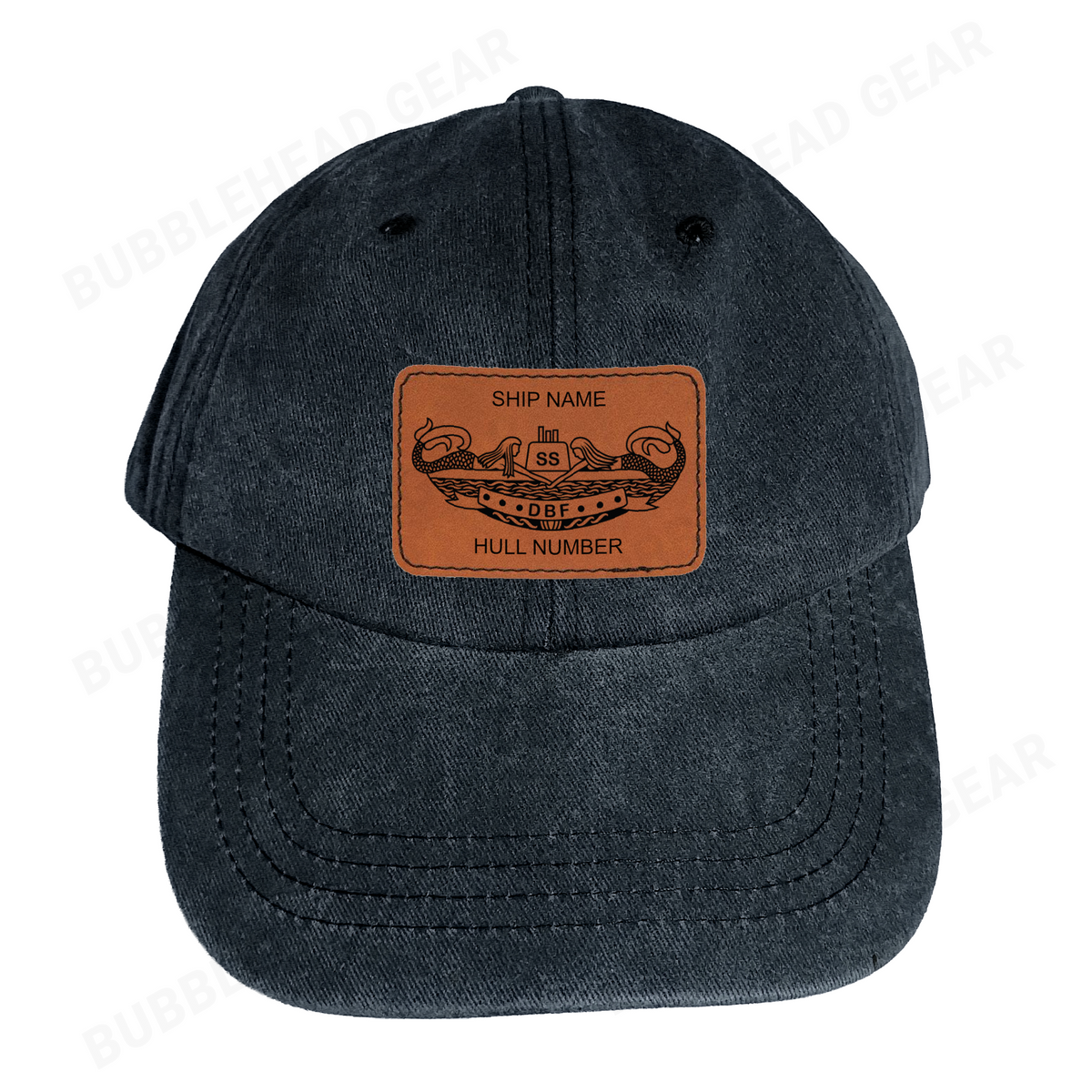 Submarine Dolphins Leather Patch Dad Cap – Custom Laser Engraved