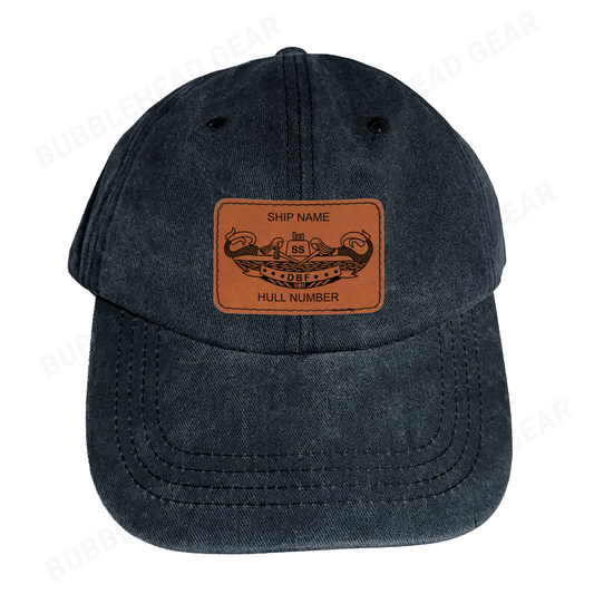 Submarine Dolphins Leather Patch Dad Cap – Custom Laser Engraved