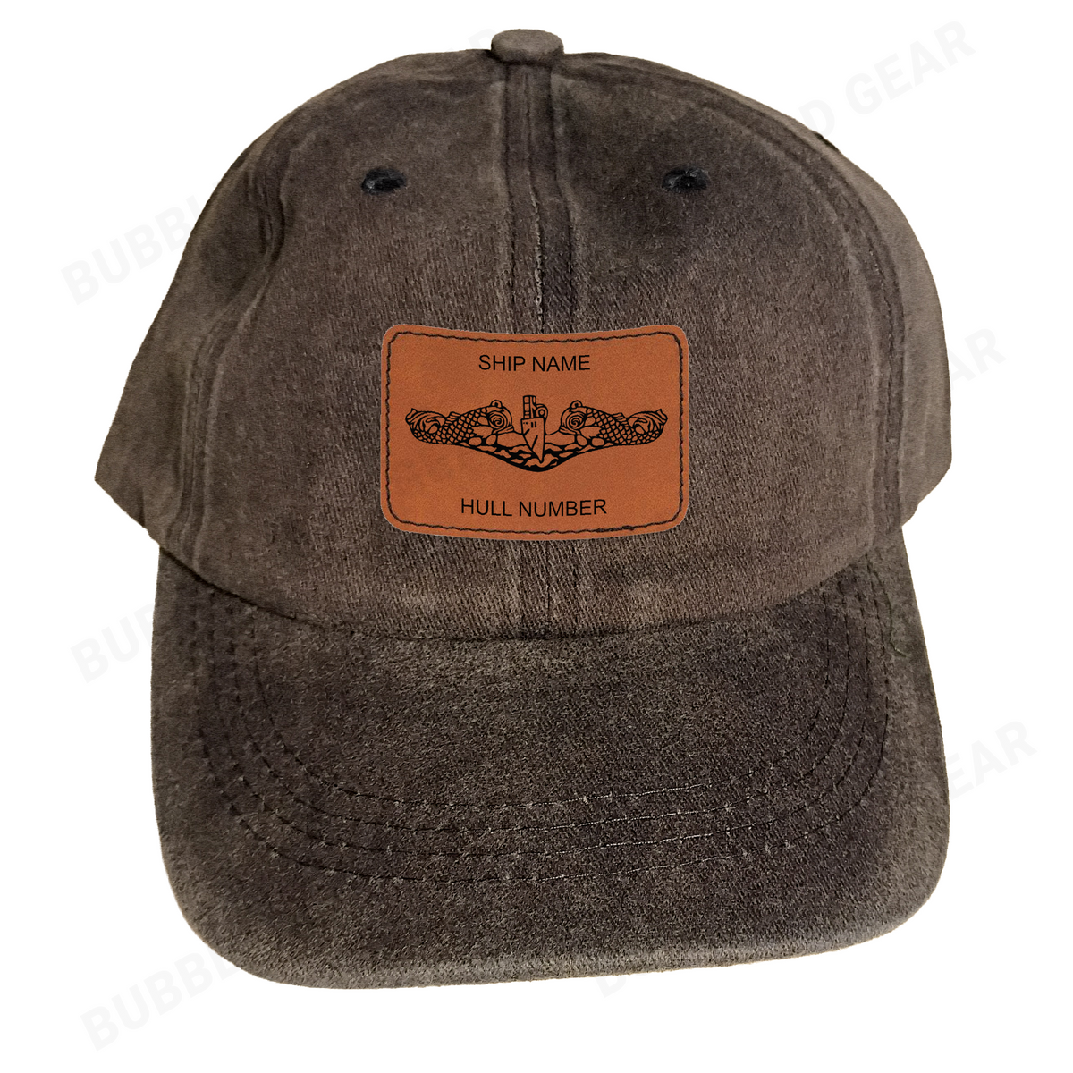 Submarine Dolphins Leather Patch Dad Cap – Custom Laser Engraved