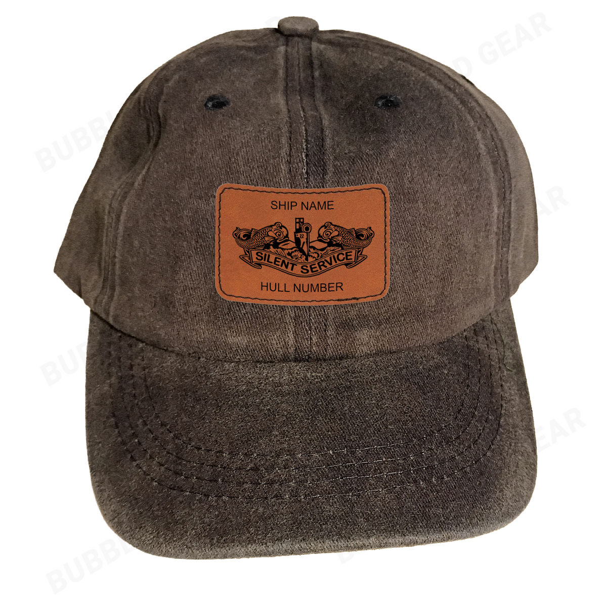 Submarine Dolphins Leather Patch Dad Cap – Custom Laser Engraved
