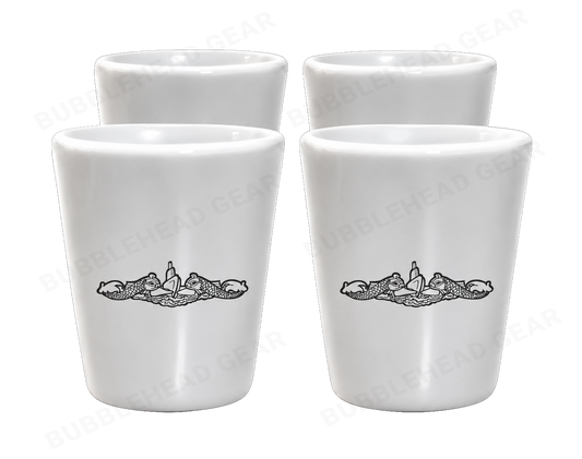 Set of 4 Ceramic Dolphin Shot Glasses, 1.5 oz