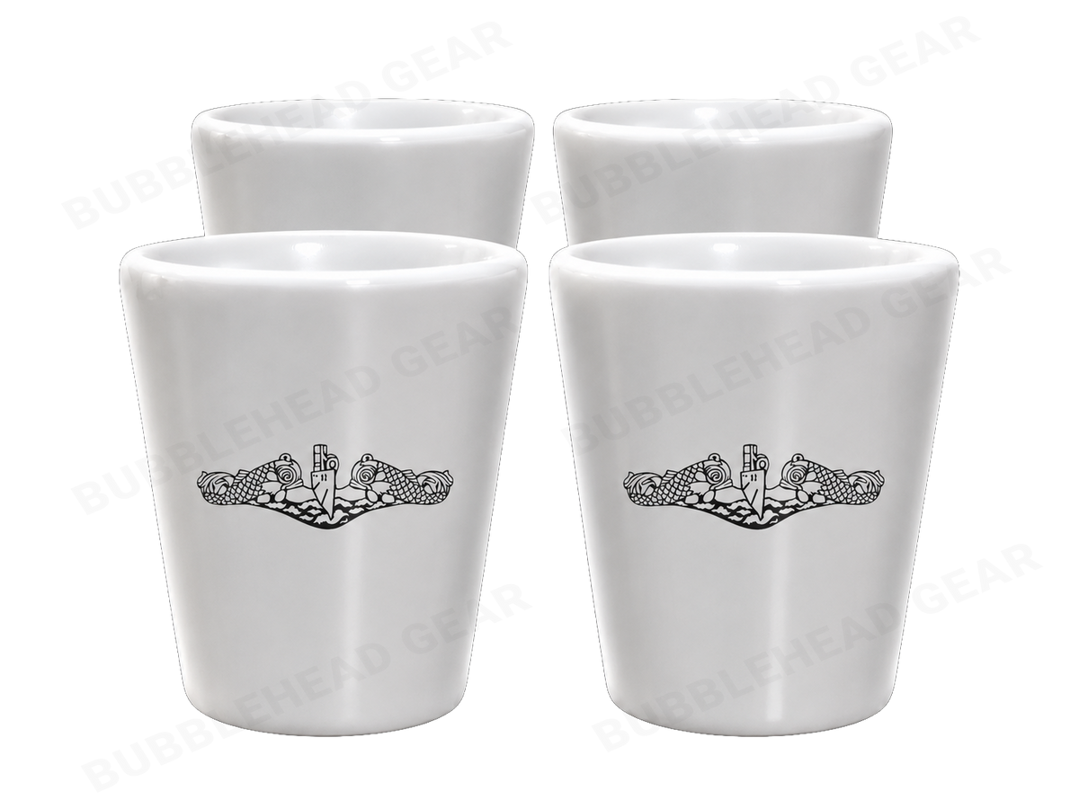 Set of 4 Ceramic Dolphin Shot Glasses, 1.5 oz