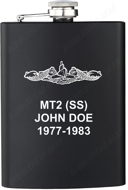 8 oz. Black Hip Flask with Dolphins