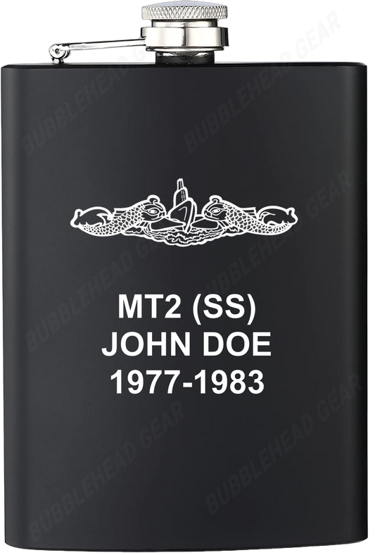 8 oz. Black Hip Flask with Dolphins
