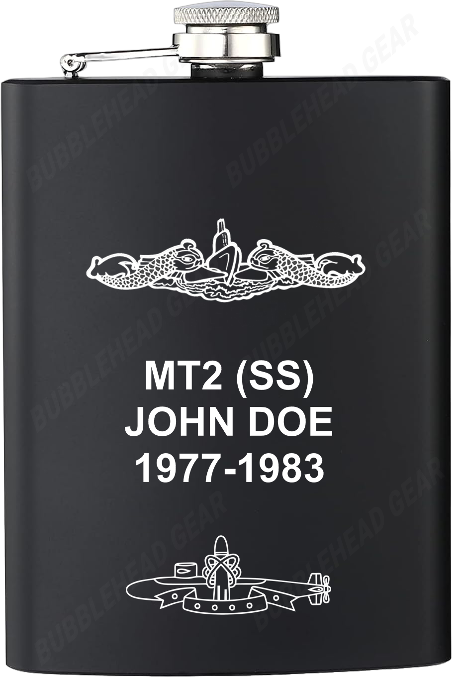 8 oz. Black Hip Flask with Dolphins