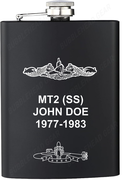8 oz. Black Hip Flask with Dolphins