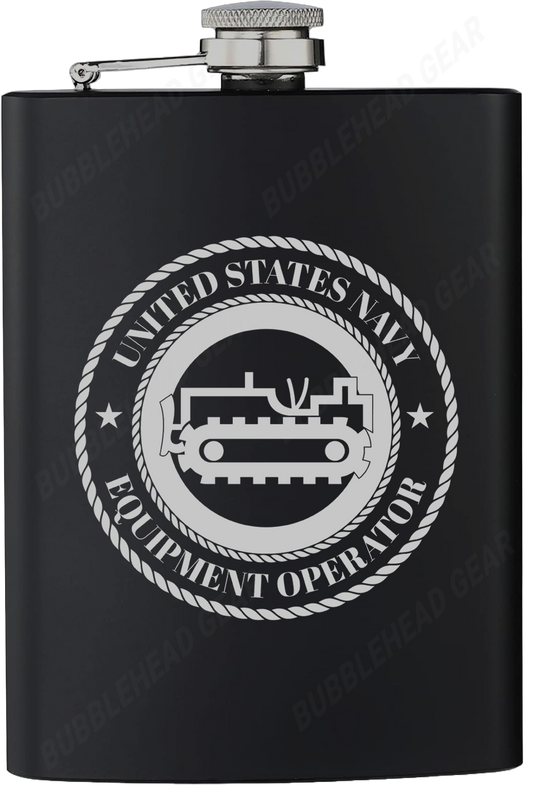 8 oz. Black Hip Flask with Equipment Operator (EO) Rating