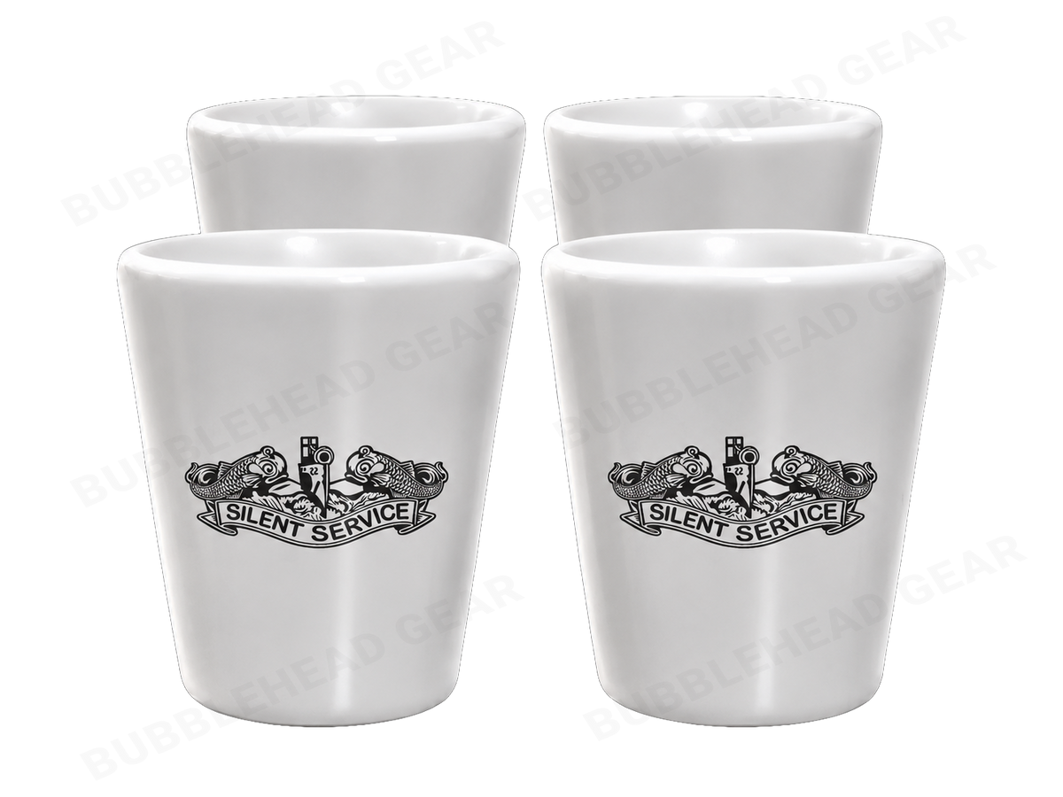 Set of 4 Ceramic Dolphin Shot Glasses, 1.5 oz